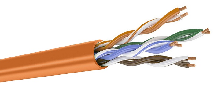 Кабель кат.5е, 4 пары U/UTP, жила 0,51 (+/- 0,01), LSZH нг(А)-HF, оранжевый, коробка 305