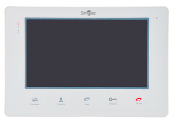 Монитор видеодомофона 7", 4-х проводная линия связи, поддержка 2-х панелей вызова, поддержка 3 доп. мониторов, поддержка 2 доп. камер и охранных датчиков, фото/видео запись, поддержка SD карт памяти, встроенный блок питания, белый