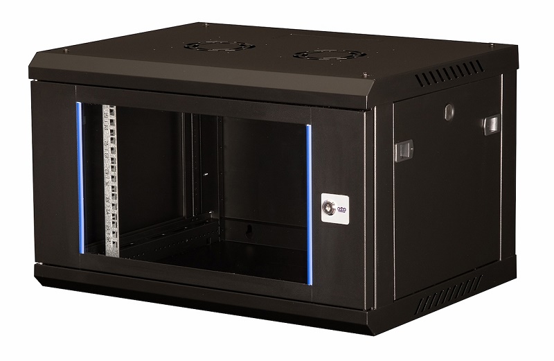 Шкаф 19" телекоммуникационный настенный, 6U 368х600х450 мм, дверь стекло, черный