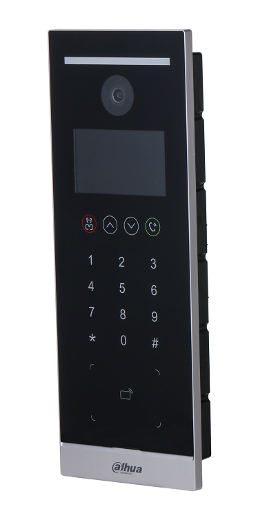 Вызывная панель c сенсорной клавиатурой, Поддерживает открытие через IC карту, пароль, QR-код и их комбинации. Экран 4.3”,разрешение 800*480; Камера: 1/2.8, 2Mp, 95°, WDR 120 дБ, H.264/H.265.