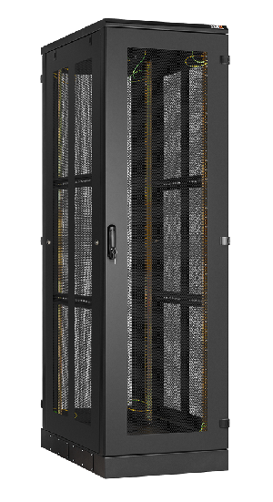 Напольный шкаф 19", 42U, перфорированные стенки и двери, Ш600хВ2060хГ1000мм, в разобранном виде, черный