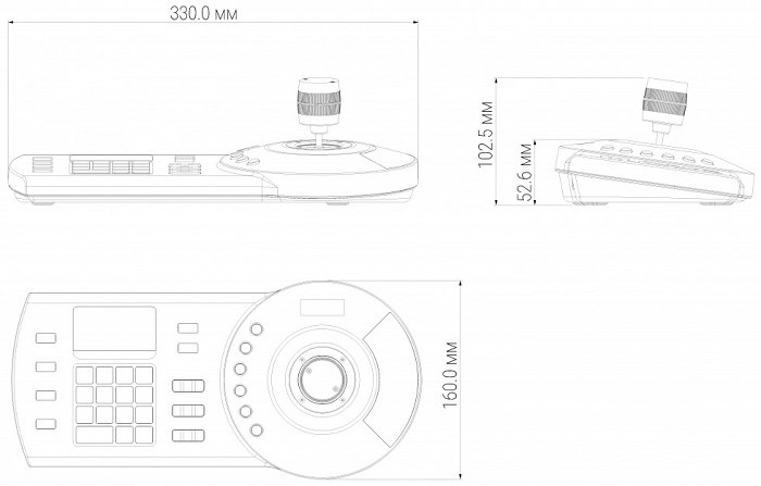 Пульт управления для скоростных поворотных камер, DVR, NVR и пр. с LCD экраном и джойстиком; RJ -45, RS232, RS485, RS422, USB;