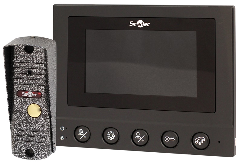 Комплект: монитор видеодомофона 4" и панель вызова 600ТВЛ, 4-х проводная линия связи, встроенный блок питания, черный монитор