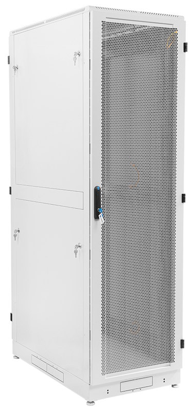 Шкаф серверный напольный 48U (800 × 1200) дверь перфорированная, задние двойные перфорированные
