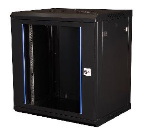 Шкаф 19" телекоммуникационный настенный, 12U 635х600х450 мм, дверь стекло, черный