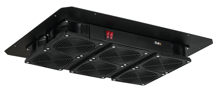 Вентиляторный блок TLK для напольных шкафов серий TFM, TFR-R (глубиной более 600 мм), TFA, 6 вентиляторов, нижние решетки пластиковые с фильтром, без шнура питания, черный