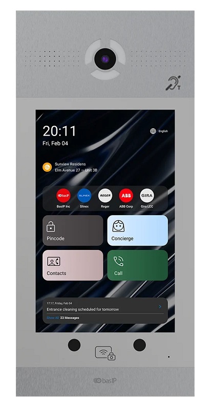 Вызывная видеопанель многоабонентская. Android 6. Цифровая IP камера: 2.0 Мп.&nbsp;&nbsp;Угол обзора 110°. 10“ IPS экран с подсветкой и подогревом. Встроенное реле. Поддержка технологии «UKEY»: считывание карт, брелоков и мобильных идентификаторов по стандартам&nbsp;&nbsp;EM-Marin, Mifare® Plus и Mifare® Classic, Bluetooth, NFC. 3D идентификация по распознаванию лиц — 10 000 лиц. Память до 60 000 идентификаторов (ключей).&nbsp;&nbsp;IP65. -40 до +65 °C. Врезной монтаж. Накладной монтаж - опционально (кронштейн BR-AA14). Питание: +12В, POE+ IEEE 802.3at. Поддержка SIP P2P, Выход Wiegand 26, 32, 34, 37, 40, 42, 56, 58, 64 бит, NFC, Bluetooth, RS485. Сенсорные кнопки. 400х180х45 мм. Датчик приближения. Открытый API, поддержка ПО Link. Интерфейс для подключения индукционной петли для людей со слуховыми аппаратами.