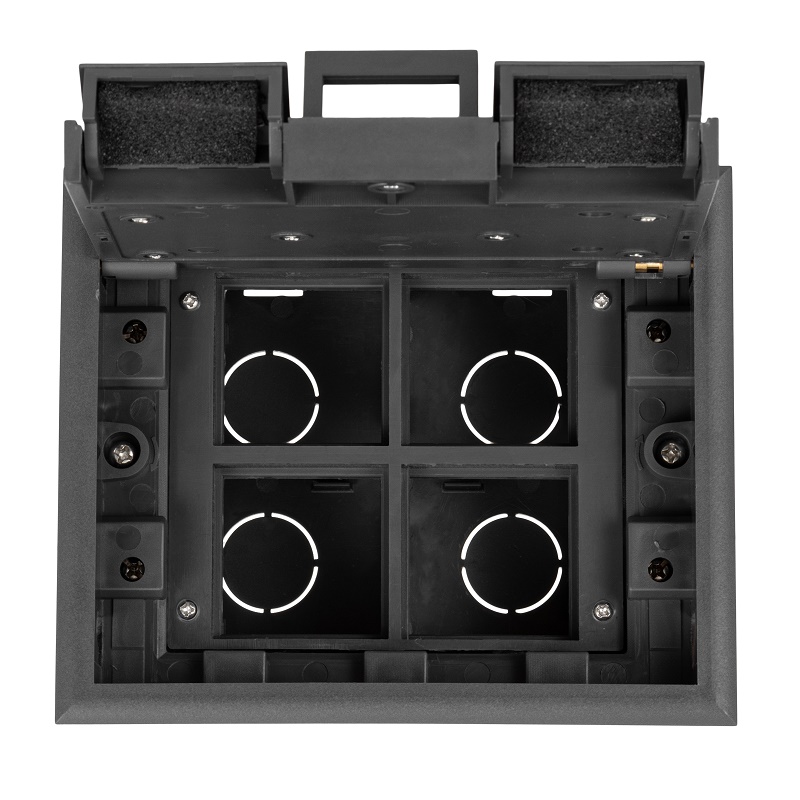 Лючок напольный, 8 модулей, горизонтальный, пластиковая крышка, серый