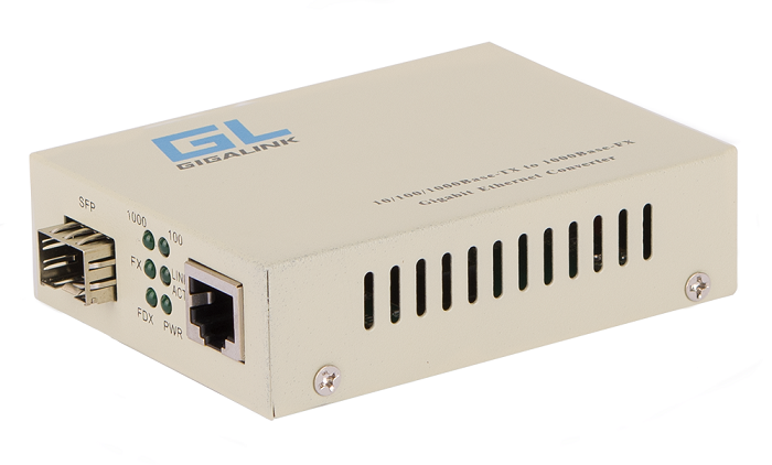 Медиаконвертер UTP 10/100/1000Мбит/с в SFP 1000Мбит/с LFP