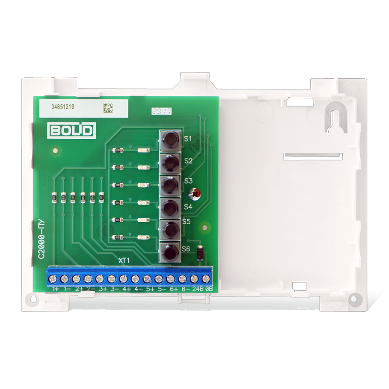 Пульт управления. Подключаемых цепей-6. предназначен для формирования сигналов, управляющих установками автоматического пожаротушения, дымоудаления и иными исполнительными устройствами