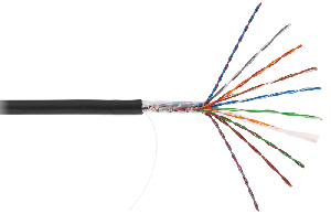 Кабель U/UTP 10 пар, Кат.5 (Класс D), 100МГц, одножильный, BC (чистая медь), внешний, PE до -40C, черный, 305м