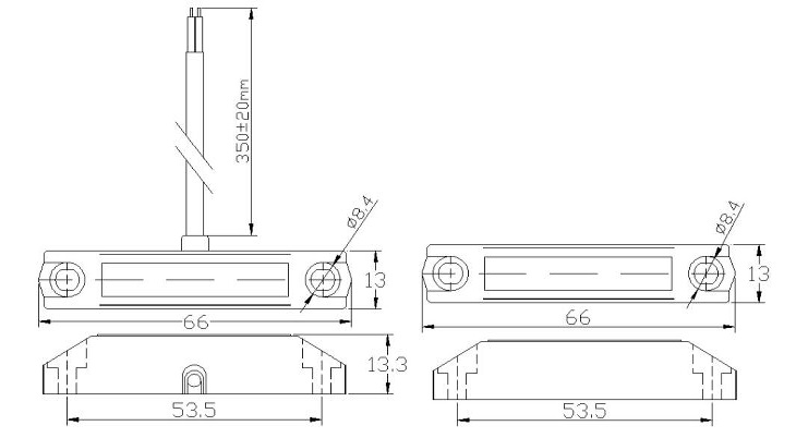Магнитоконтактный датчик, НР, белый, накладной для деревянных дверей, зазор 25 мм
