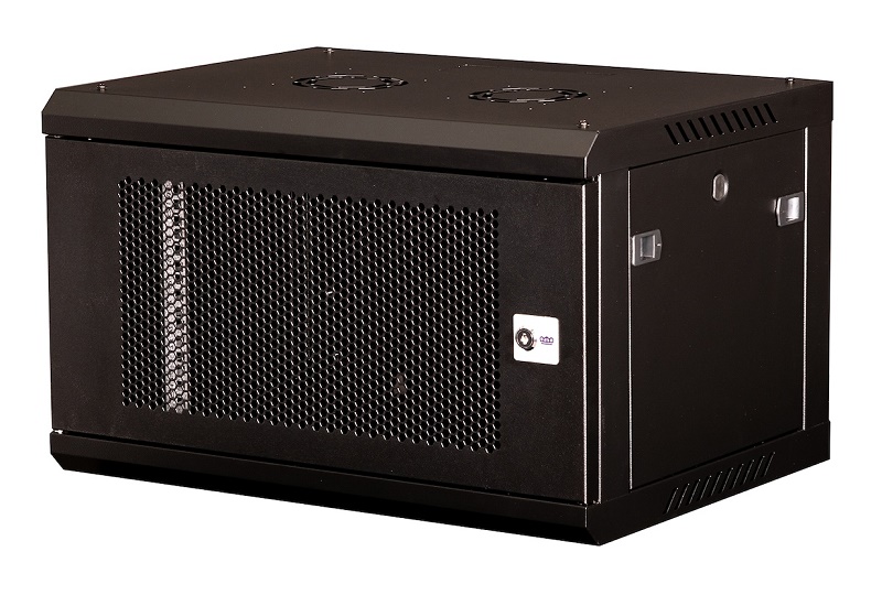 Шкаф 19" телекоммуникационный настенный, 6U 368х600х450 мм, дверь перфорация, черный
