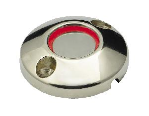 Считыватель Touch Memory накладной (универсальный). Корпус металл, хром. Подсветка по контуру центрального контакта (красный цвет). Работа на 12В и на 3В.