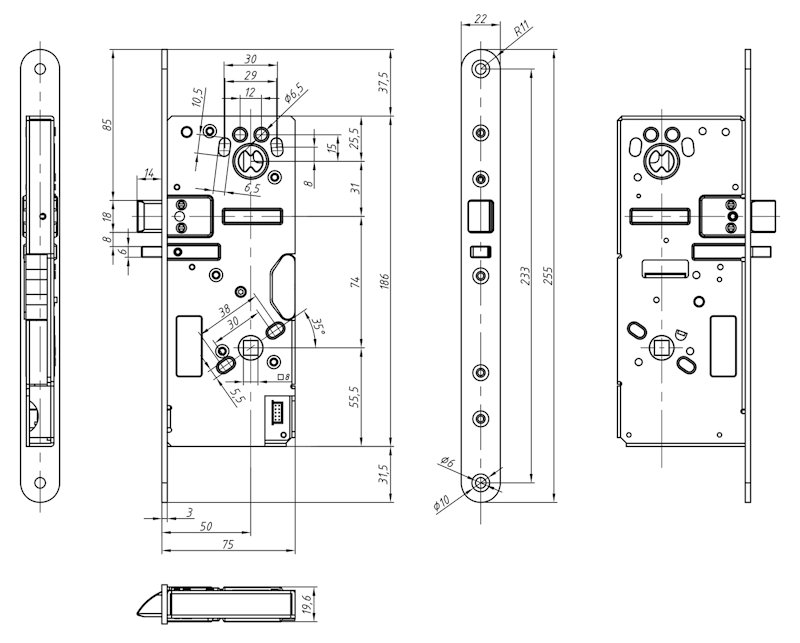 Готовый комплект для установки замка. В состав комплекта входит: замок RG-Lock 595;&nbsp;&nbsp;ручка-скоба внешняя;&nbsp;&nbsp;ручка односторонняя внутренняя со щитком;&nbsp;&nbsp;цилиндр односторонний с набором ключей;&nbsp;&nbsp;гибкий кабелепроход; запорная планка.