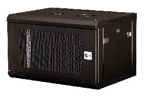 Шкаф 19" телекоммуникационный настенный, 6U 368х600х450 мм, дверь перфорация, черный
