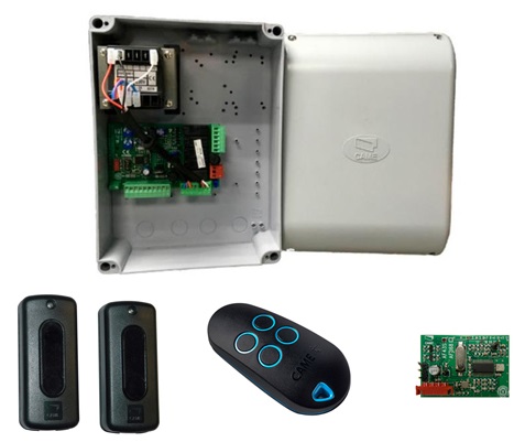 Комплект автоматики для двухстворчатых распашных ворот до 800 кг, до 4,0 м, 30%, на основе привода F1000 (блок управления ZF1N, радиоуправление с динамическим кодом, фотоэлементы)