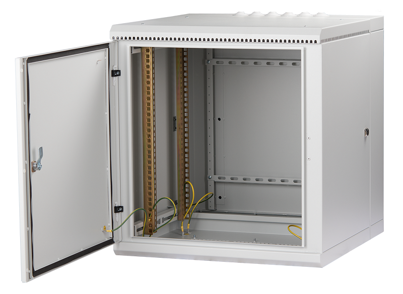 Настенный двухсекционный шкаф 19", 6U, металлическая дверь, промышленный, степень защиты IP55, Ш600хВ370хГ600мм, серый.