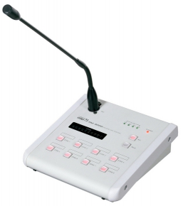 Удаленная микрофонная панель на 8 зон, предназначена для трансляции речевых сообщений в выбранные зоны.