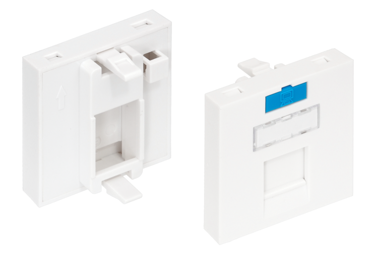 Вставка типа Mosaic 45x45мм, 1 порт, под модули-вставки типа Keystone, со шторкой, белая