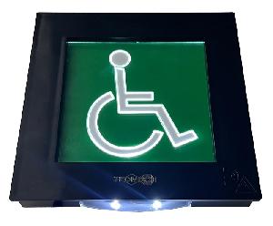 Информационное светозвуковое табло, устанавливается на входе в помещения и зоны безопасности, специально оборудованные для маломобильных групп населения (МГН).