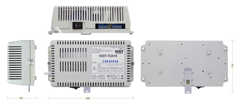 Блок управления пульта консьержа VIZIT-ПК800. Возможнотсь подключения до 4 блоков коммутации БК-A418. Напряжение питания 190-240VAC.