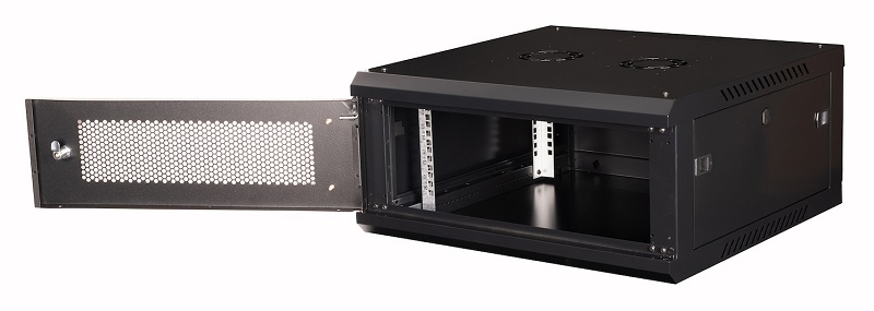 Шкаф 19" телекоммуникационный настенный, 4U 280х600х600 мм, дверь перфорация, черный