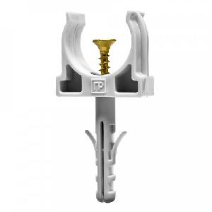 Крепеж-клипса с дюбелем и саморезом серая d20 мм (100шт/уп)