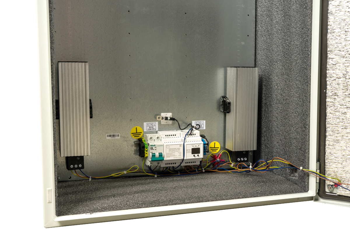 Специализированный уличный термошкаф с обогревом и вентиляцией. Металлический корпус 1200х600х300мм, IP55, -65С - +50С. УХЛ 1. Встроенный УЗИП II класса.