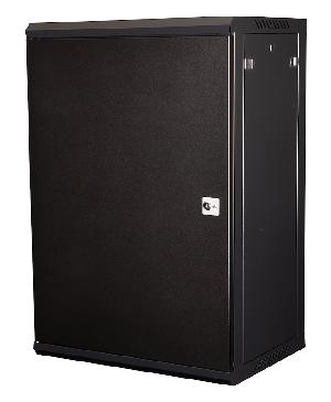 Шкаф 19" телекоммуникационный настенный, 18U 901х600х450 мм, дверь металл, черный