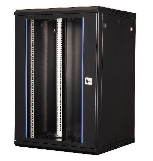 Шкаф 19" телекоммуникационный настенный, 18U 901х600х600 мм, дверь стекло, черный
