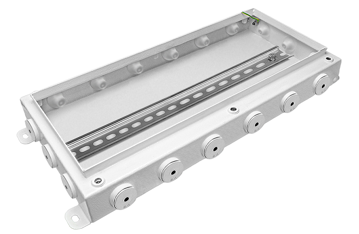 Коробка монтажная общепромышленные, оцинкованная сталь 1,2мм, IP66, 200х400х62 мм, 18 вводов, диаметр присоединяемого кабеля: М20 (8-13), (Р) - резиновый ввод