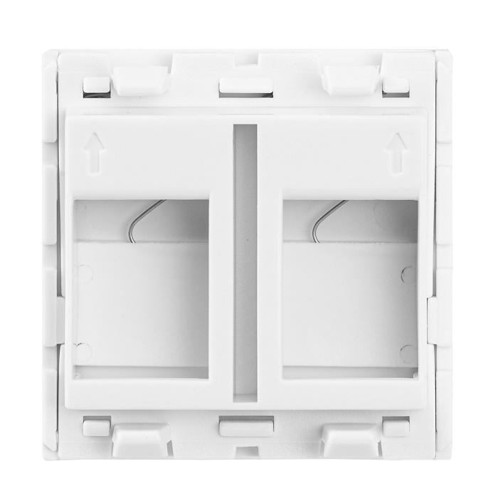 Адаптер 45х45 мм для модуля Keystone, 2 порта, шторки, белый