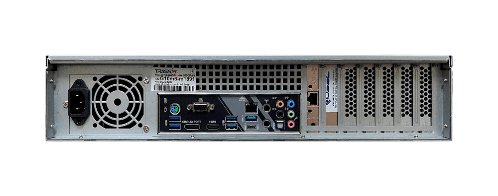 Сетевой видеорегистратор для IP-видеокамер под управлением TRASSIR OS (Linux) Оборудован видеовыходами HDMI, DisplayPort и D-SUB, двумя RJ-45 