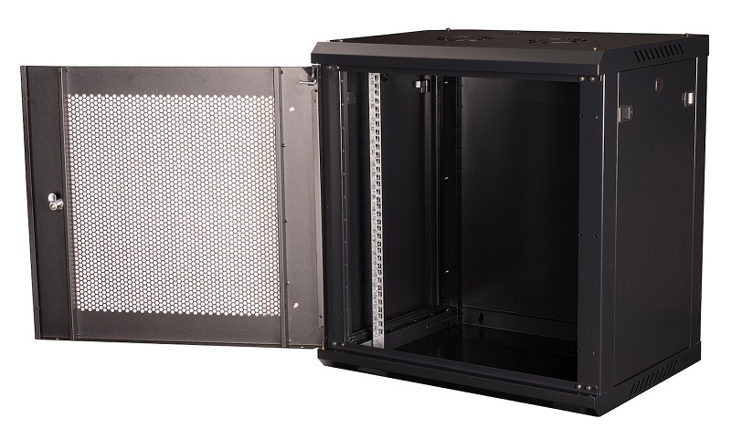 Шкаф 19" телекоммуникационный настенный, 12U 635х600х450 мм, дверь перфорация, черный