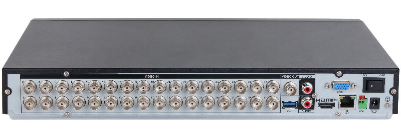 32-канальный HDCVI-видеорегистратор с FR, HDCVI, AHD, TVI, IP, CVBS; отображение: до 5Мп; запись: 16кн 5Мп@12к/с/5M-N@25к/с, остальные 5M-N@12к/с; 16кн 4M-N/1080p@25к/с, остальные 4M-N@15к/с; 1080N@25к/с; кодирование: AI/H.265+, H.265, H.264+, H.264;&nbsp;&nbsp;IP-каналы: до 48 каналов, до 6Мп; накопители: 2 SATA III до 16Тбайт (каждый); видеовыходы: 1 HDMI, 1 VGA; сеть: 1 RJ45 1000Мбит/с;&nbsp;&nbsp;аудиовх/вых: 1/1; питание: 12В(DC); видеоаналитика: 2кн распознавание лиц, 8кн охрана периметра, 32кн интеллектуальный детектор движения SMD Plus, интеллектуальный поиск, контроль кассовых операций