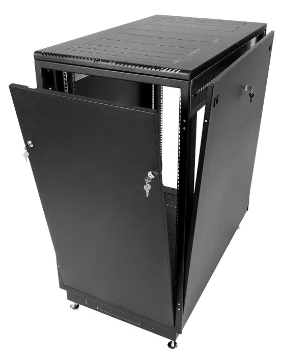 Шкаф телекоммуникационный напольный 27U (600 × 1000) дверь стекло, цвет черный