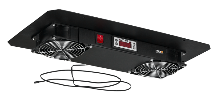 Вентиляторный блок TLK для настенных шкафов серии TWC и TWA, 2 вентилятора с терморегулятором и датчиком, без шнура питания, чёрный