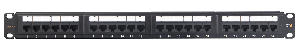 Коммутационная панель Essential Line 19", 1U, 24 порта, Кат.6 (Класс E), 250МГц, RJ45/8P8C, 110/KRONE, T568A/B, неэкранированная, с органайзером, черная