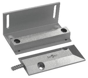 Магнитоконтактный датчик, НЗ/НР, серебряный, накладной для металлических дверей, металлорукав, зазор 60 мм