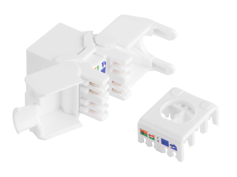 Модуль-вставка типа Keystone Essential Line, Кат.5е (Класс D), 100МГц, RJ45/8P8C, самозажимной, T568A/B, 180 градусов, неэкранированный, белый