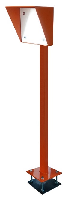 Прямая стойка для считывателя, высота 1270 мм, труба 30х60 мм, защитный кожух 150х150мм с диэлектрической пластиной, основание 180х180 мм, электрический клеммник, закладная пластина для бетонирования + комплект оцинкованного крепежа