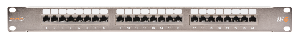 Коммутационная панель 19", 1U, 24 порта, Кат.6 (Класс E), 250МГц, RJ45/8P8C, 110/KRONE, T568A/B, полный экран, с органайзером, металлик