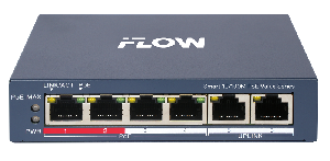 Коммутатор L2, Смарт-управляемый, 4 порта 10/100M RJ45 PoE, 2 uplink порта 10/100M RJ45, 802.3af/at, бюджет PoE 45 Вт, облачное управление, VLAN, STP/RSTP loop prefention, PoE watchdog, поддержка режима передачи до 300м,10Мб/с, CAT6; защита от перенапряжения 6 кВ; настольный/настенный монтаж