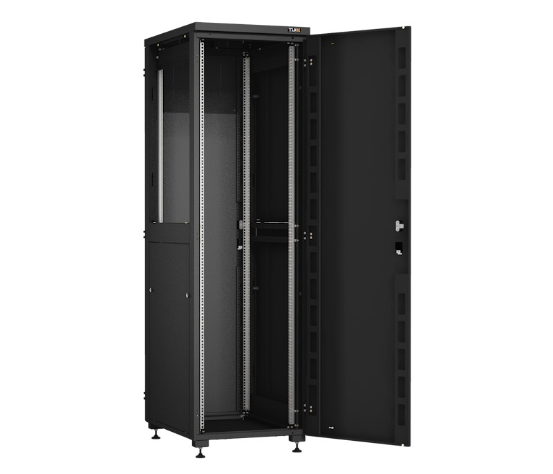 Напольный шкаф серии Lite II 19", 42U, металлическая передняя и задняя дверь, цельнометаллические двухуровневые стенки, Ш600хВ2042хГ800мм, в разобранном виде, черный RAL9005