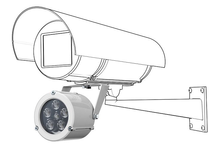 Прожектор инфракрасный периметровый. Предельная дальность с освещенностью 1лк до 35м. Угол 45°. Порог включения, лк 10 ± 5. Длина волны, нм 850. 12-24VDC, Passive PoE (24V). Потребляемая мощность 6,5 Вт/0,25Вт. -40° ÷ +50°С. IP66/IP68.