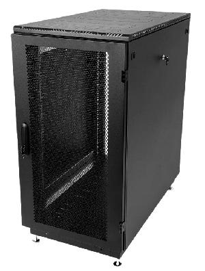 Шкаф телекоммуникационный напольный 22U (600 × 1000) дверь перфорированная 2 шт., цвет черный