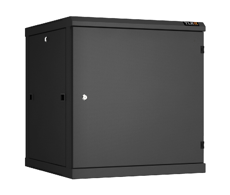 Настенный разборный шкаф TLK 19", 12U, металлическая дверь, Ш600хВ636хГ600мм, 2 пары монтажных направляющих, черный
