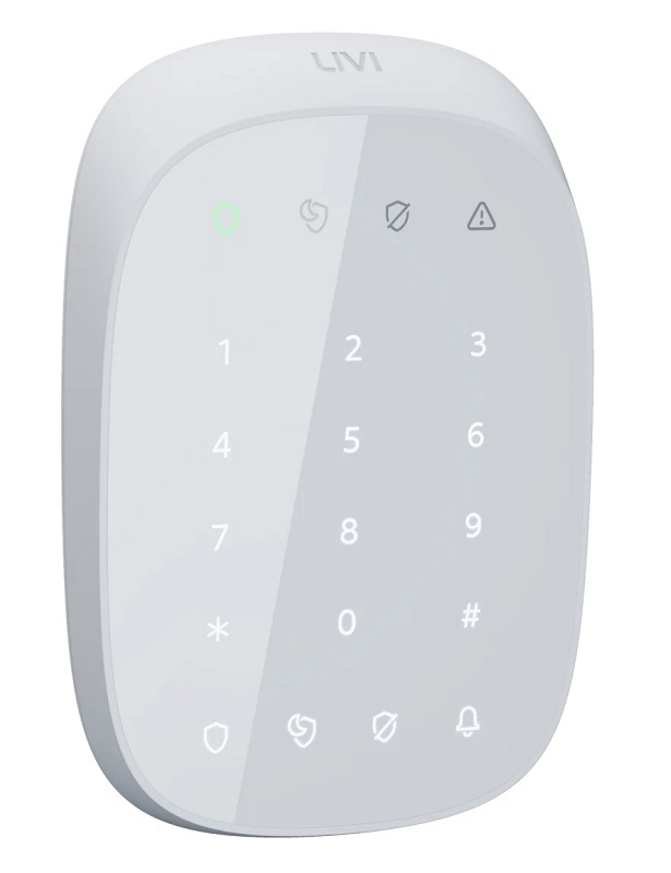 Сенсорная клавиатура. Светодиодная подсветка. Встроенный зуммер оповещения.Диапазон температур от -20 до +55°С. Совмещенный тампер и датчик отрыва от стены.&nbsp;&nbsp;Электропитание — 2 батареи CR123A. Крышка-кронштейн c креплением на саморезы. Дизайн Koishi style.