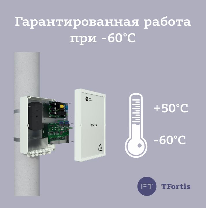 Новый диапазон рабочей температуры эксплуатации коммутаторов TFortis PSW без встроенного ИБП — от -60°C до +50°C 